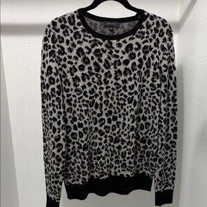 Ann Taylor Black and Gray Leopard Print Sweater